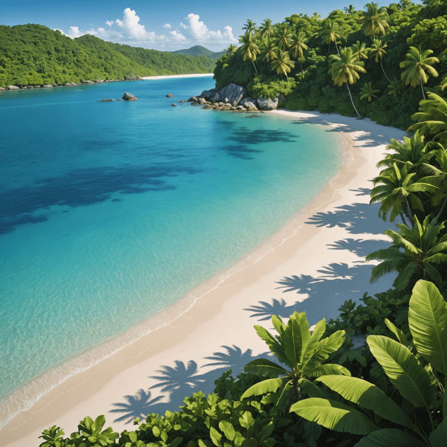 Scenic view of a lesser-known tropical beach with crystal clear water and lush vegetation, symbolizing hidden travel gems