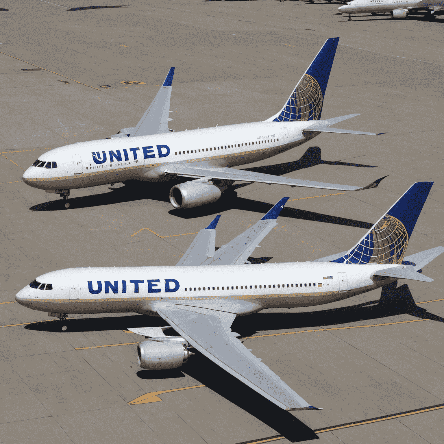 United Airlines plane at gate with MileagePlus branding