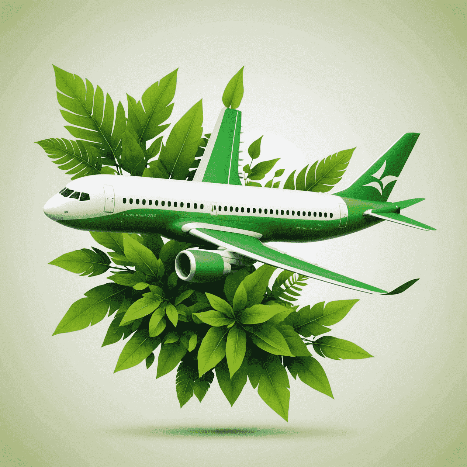 Airplane with green elements symbolizing eco-friendly travel